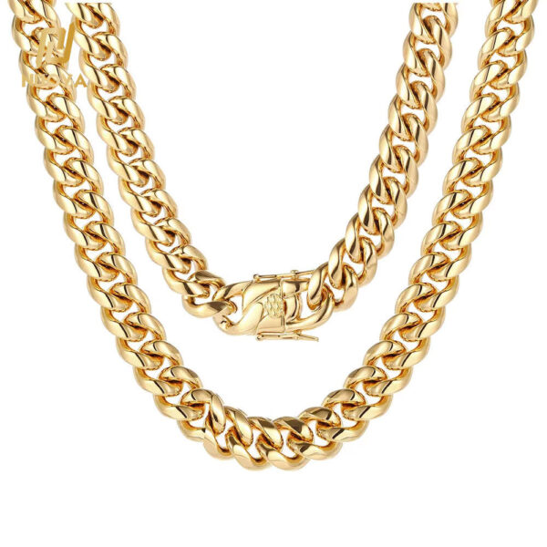 Hip Hop Trendy Cuban Link Chain Necklace for Women - Gold Plated Stainless Steel Choker - Image 2