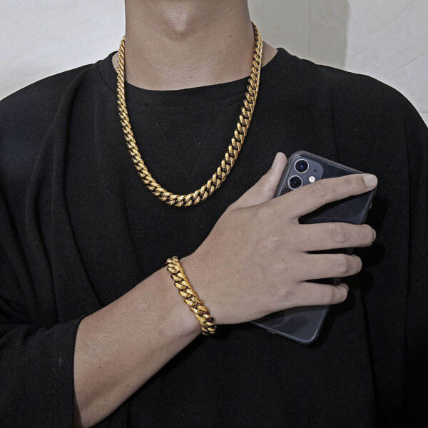 Hip Hop Trendy Cuban Link Chain Necklace for Women - Gold Plated Stainless Steel Choker - Image 5