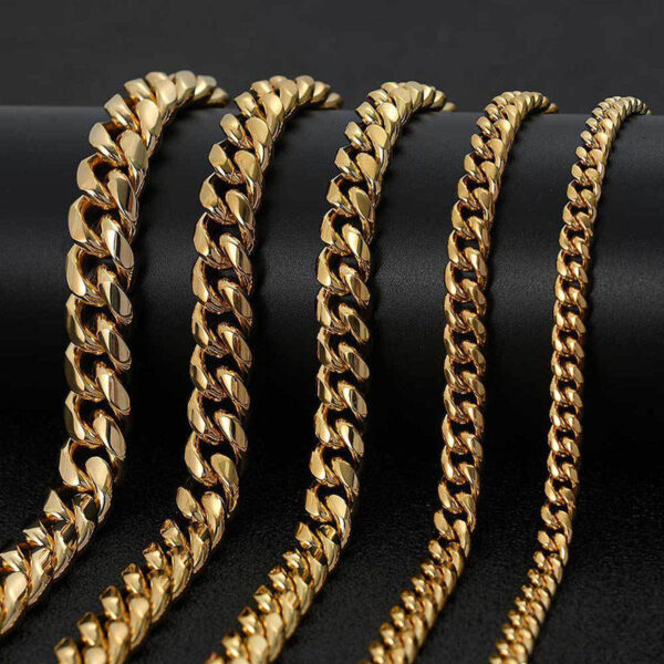 Hip Hop Trendy Cuban Link Chain Necklace for Women - Gold Plated Stainless Steel Choker - Image 3