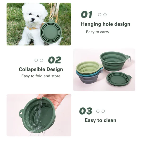 Silicone Foldable Pet Bowl 400/1000ml for Portable Travel Dog Water Food Bowl BPA Free Feeding - Image 5