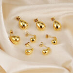 Trendy Gold-Plated Waterdrop Stud Earrings – Tarnish-Free Stainless Steel