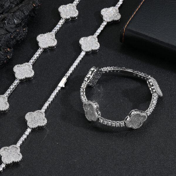 Hip Hop Jewelry Fine Chain Four Leaf Clover Tennis Chain Bracelet for Women/Girls 18K Gold Plated CZ Diamond Tennis Bracelet - Image 6