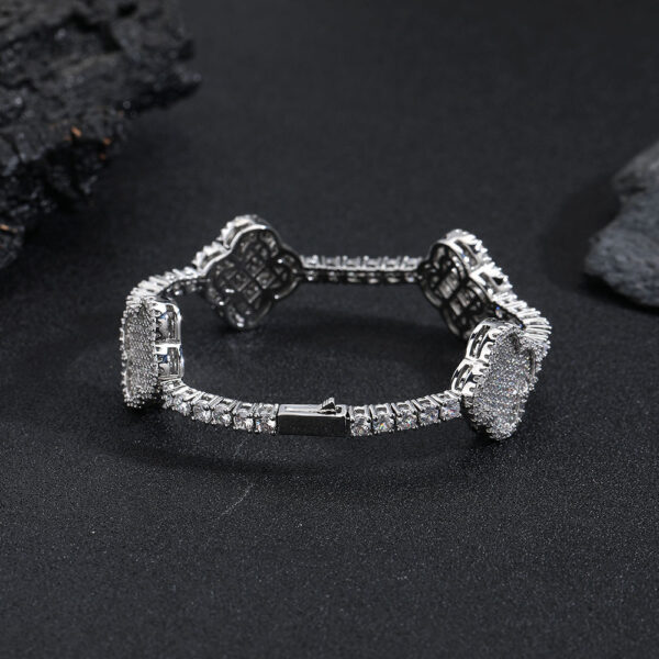 Hip Hop Jewelry Fine Chain Four Leaf Clover Tennis Chain Bracelet for Women/Girls 18K Gold Plated CZ Diamond Tennis Bracelet - Image 4