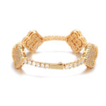 Hip Hop Jewelry Fine Chain Four Leaf Clover Tennis Chain Bracelet for Women/Girls 18K Gold Plated CZ Diamond Tennis Bracelet