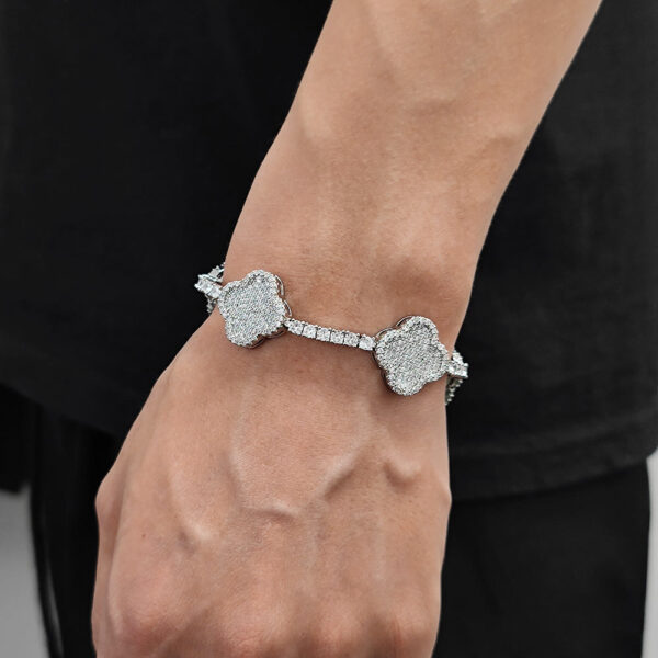 Hip Hop Jewelry Fine Chain Four Leaf Clover Tennis Chain Bracelet for Women/Girls 18K Gold Plated CZ Diamond Tennis Bracelet - Image 7