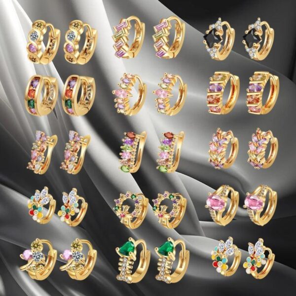 18K Gold Plated Fancy Small Earrings – Elegant Fashion Jewelry for Women and Girls
