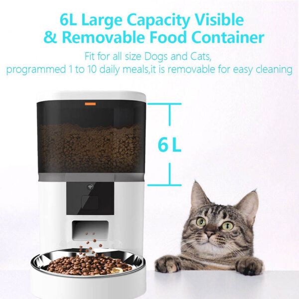 Smart WiFi Automatic Dog Feeder – 6L Dry Food Dispenser with Timer & Double Bowls - Image 4