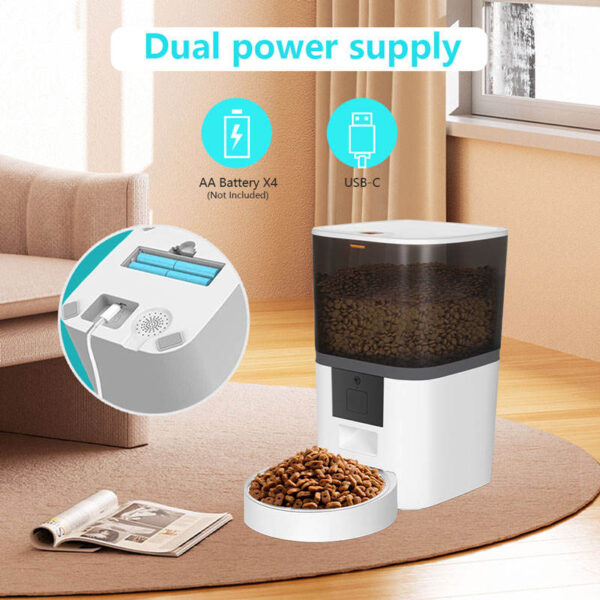 Smart WiFi Automatic Dog Feeder – 6L Dry Food Dispenser with Timer & Double Bowls - Image 5