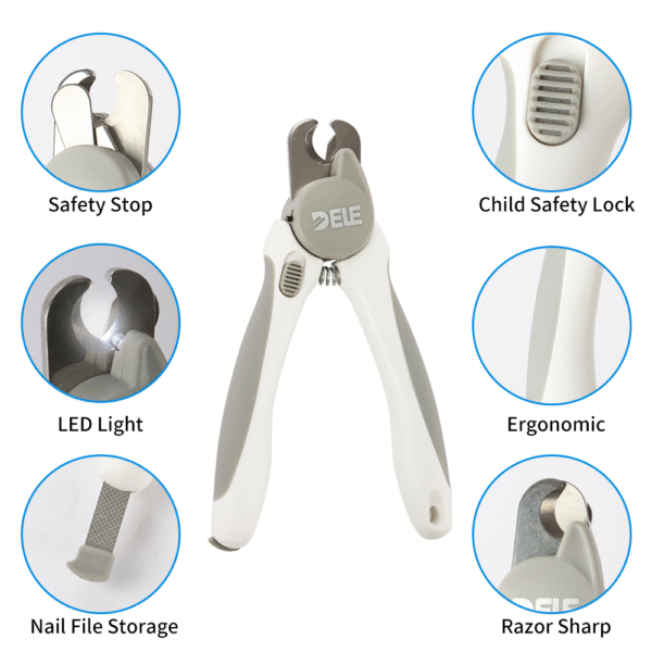 LED Pet Nail Clippers with Safety Guard – Stainless Steel Cutter & Free Nail File - Image 6