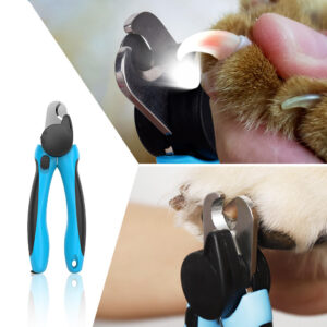 LED Pet Nail Clippers with Safety Guard – Stainless Steel Cutter & Free Nail File