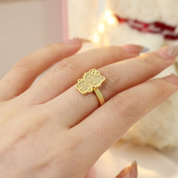 Cute Cartoon Animal Ring – Gold Plated Adjustable Stainless Steel Jewelry for Women and Girls - Image 2