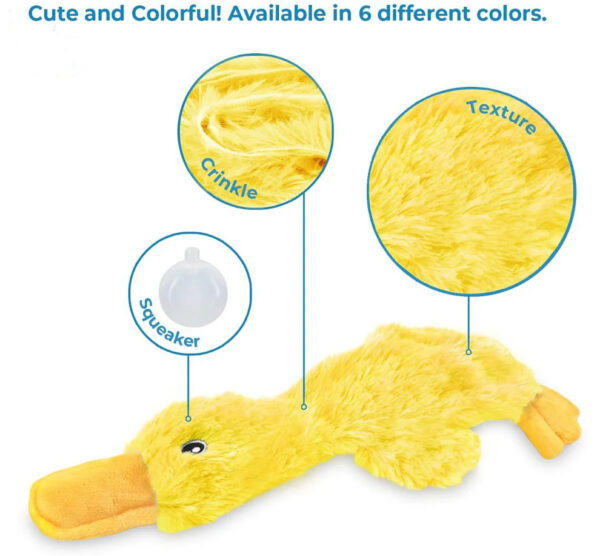 Pet Supplies Crinkle Dog Toy Cute Duck No Stuffing Duck Soft Squeaker Premium Chew Toys for Small Medium Large Dogs - Image 7