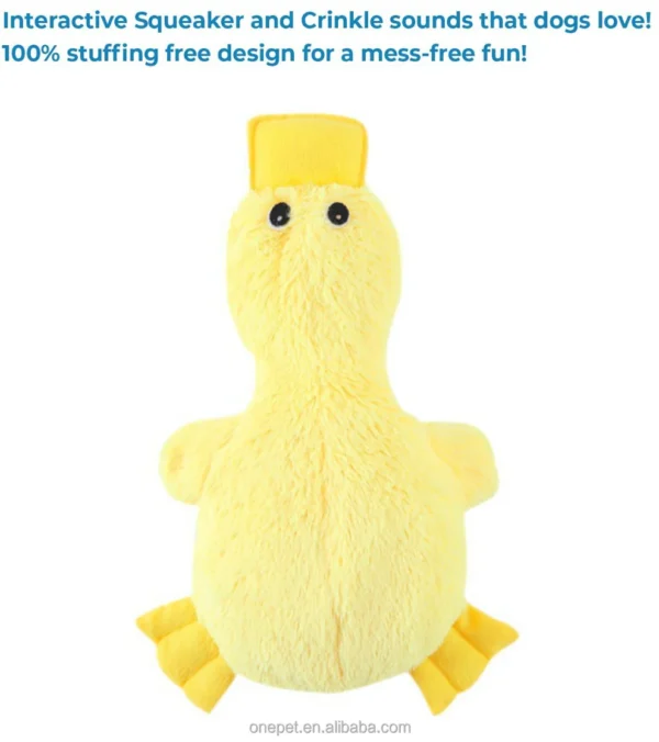 Pet Supplies Crinkle Dog Toy Cute Duck No Stuffing Duck Soft Squeaker Premium Chew Toys for Small Medium Large Dogs - Image 4