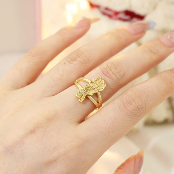 Cute Cartoon Animal Ring – Gold Plated Adjustable Stainless Steel Jewelry for Women and Girls - Image 5