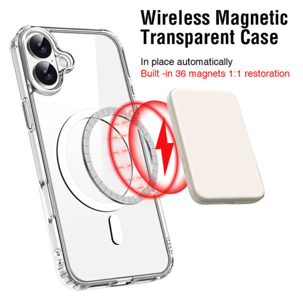 For Iphone 16 Tpu Back Cover Clear Transparent Magnetic Cases Shockproof Iphone 16 Pro Max Phone Case - Image 3