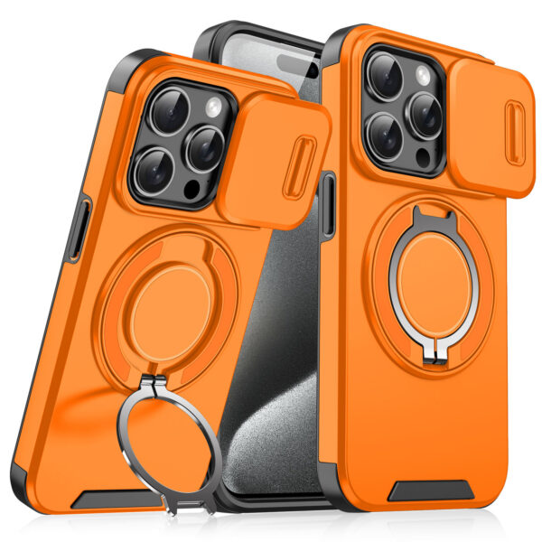 LeYi Heavy Duty Antishock Rotating Stand Phone Case for iPhone 16 Pro Max Magnetic Camera Sliding Cover Shockproof Case - Image 2