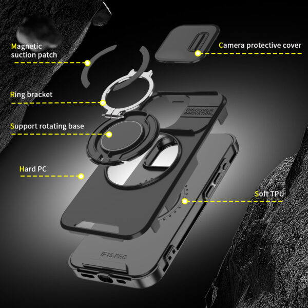 LeYi Heavy Duty Antishock Rotating Stand Phone Case for iPhone 16 Pro Max Magnetic Camera Sliding Cover Shockproof Case - Image 10
