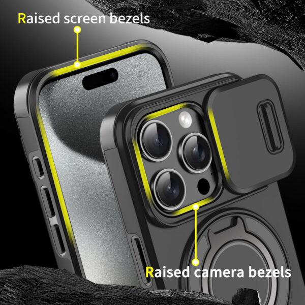 LeYi Heavy Duty Antishock Rotating Stand Phone Case for iPhone 16 Pro Max Magnetic Camera Sliding Cover Shockproof Case - Image 9
