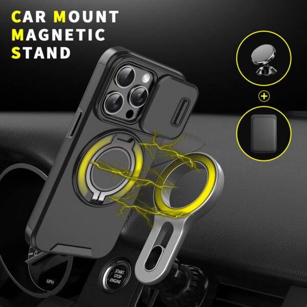 LeYi Heavy Duty Antishock Rotating Stand Phone Case for iPhone 16 Pro Max Magnetic Camera Sliding Cover Shockproof Case - Image 7