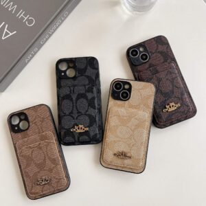 Luxury Leather Card Holder Phone Case – Anti-Drop Back Cover for iPhone 13 to 16 Pro Max