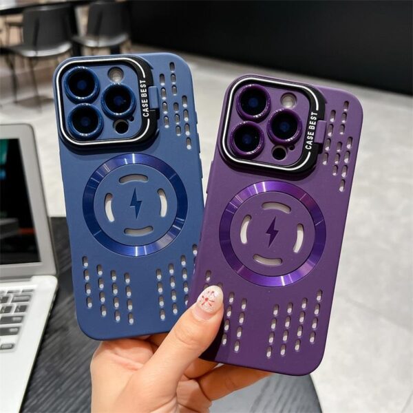 Heat Dissipation Magnetic Phone case with Camera Frame Holder for iPhone 16 case Phone Cover with Kickstand for iPhone 16 Pro - Image 11