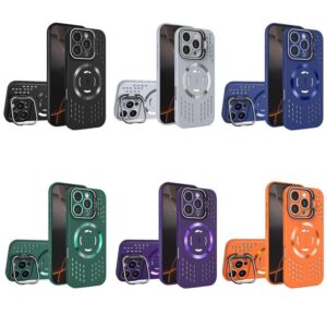 Heat Dissipation Magnetic Phone case with Camera Frame Holder for iPhone 16 case Phone Cover with Kickstand for iPhone 16 Pro