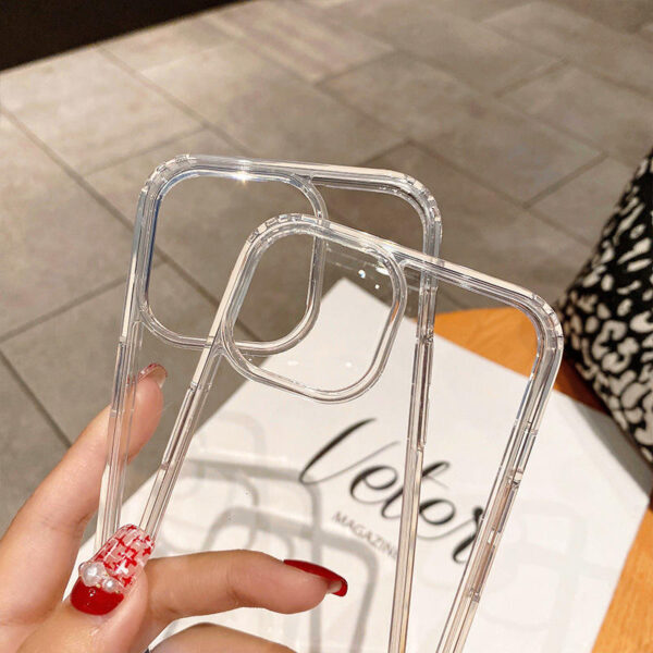 High Anti-Shock Transparent Phone Case – Clear Hard PC + Soft TPU Cover for iPhone 13 to 16 Pro Max - Image 4