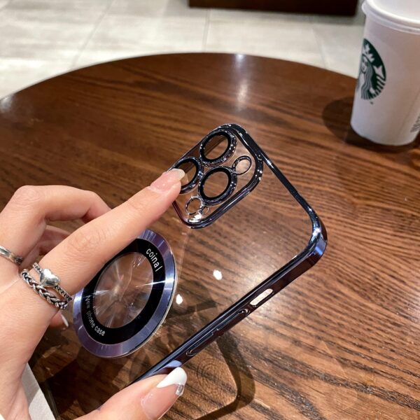 Luxury Electroplated Transparent PC Back Cover Magnetic Cell Phone Case for iPhone 13 14 15 16 Pro Max With Lens Film Protection - Image 12
