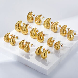 Stainless Steel Fashion Earrings – Big Gold Hoop & Hypoallergenic Studs for Women