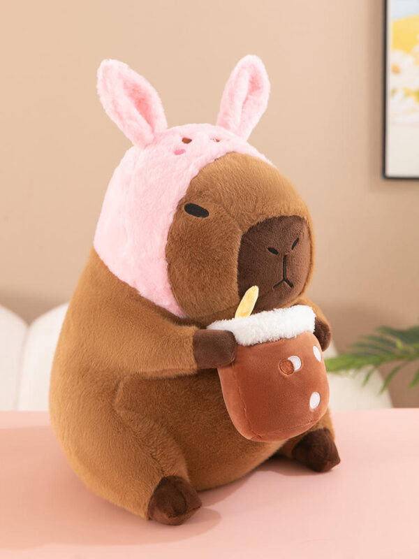 Boba Milk Tea Capybara Plush Doll – Soft Stuffed Animal Toy for Kids - Image 3