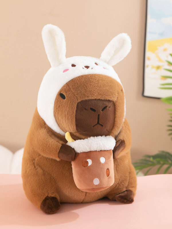 Boba Milk Tea Capybara Plush Doll – Soft Stuffed Animal Toy for Kids - Image 2